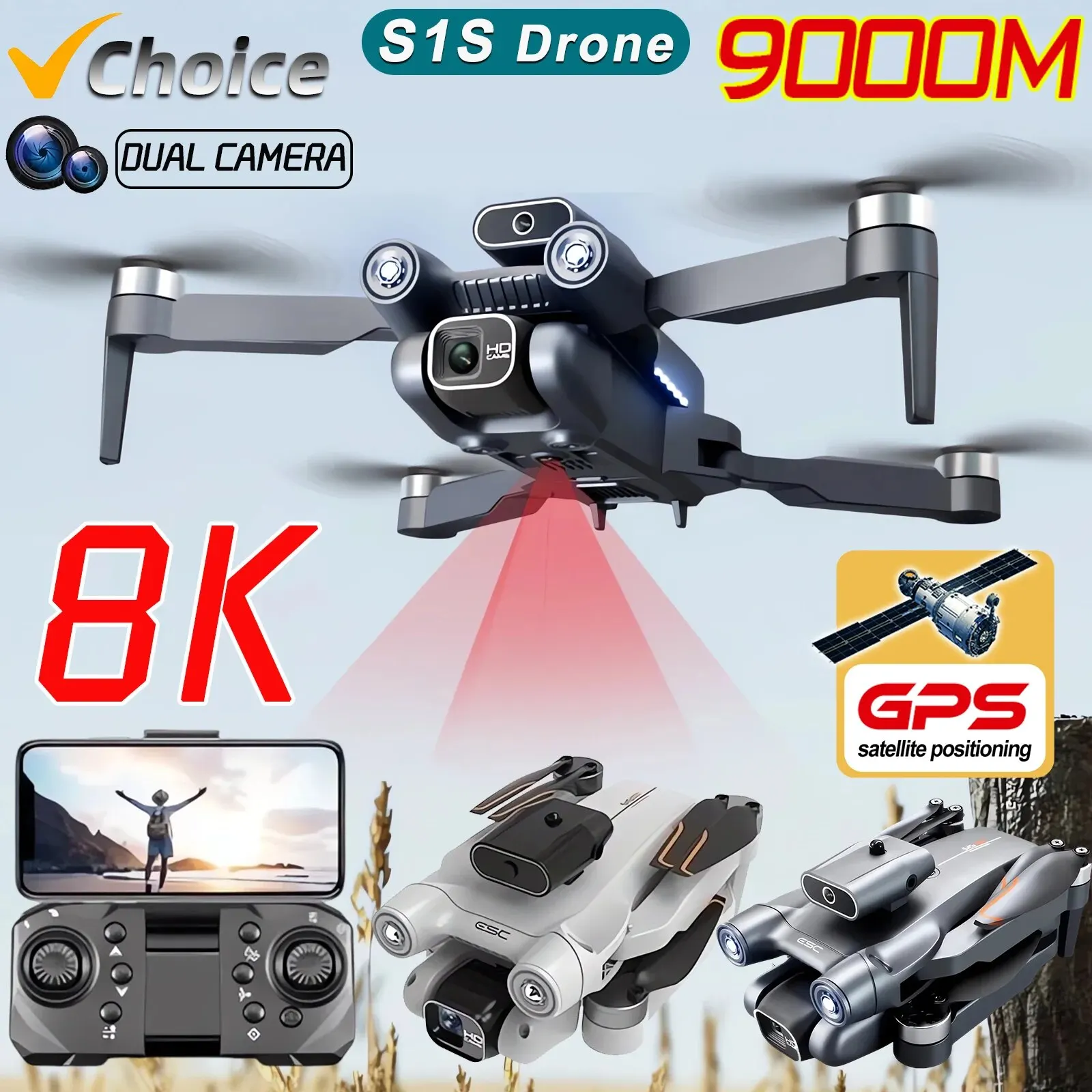 New S1S 5G GPS Drone Camera 8K - Drone Gimbal Brushless 评论和价格